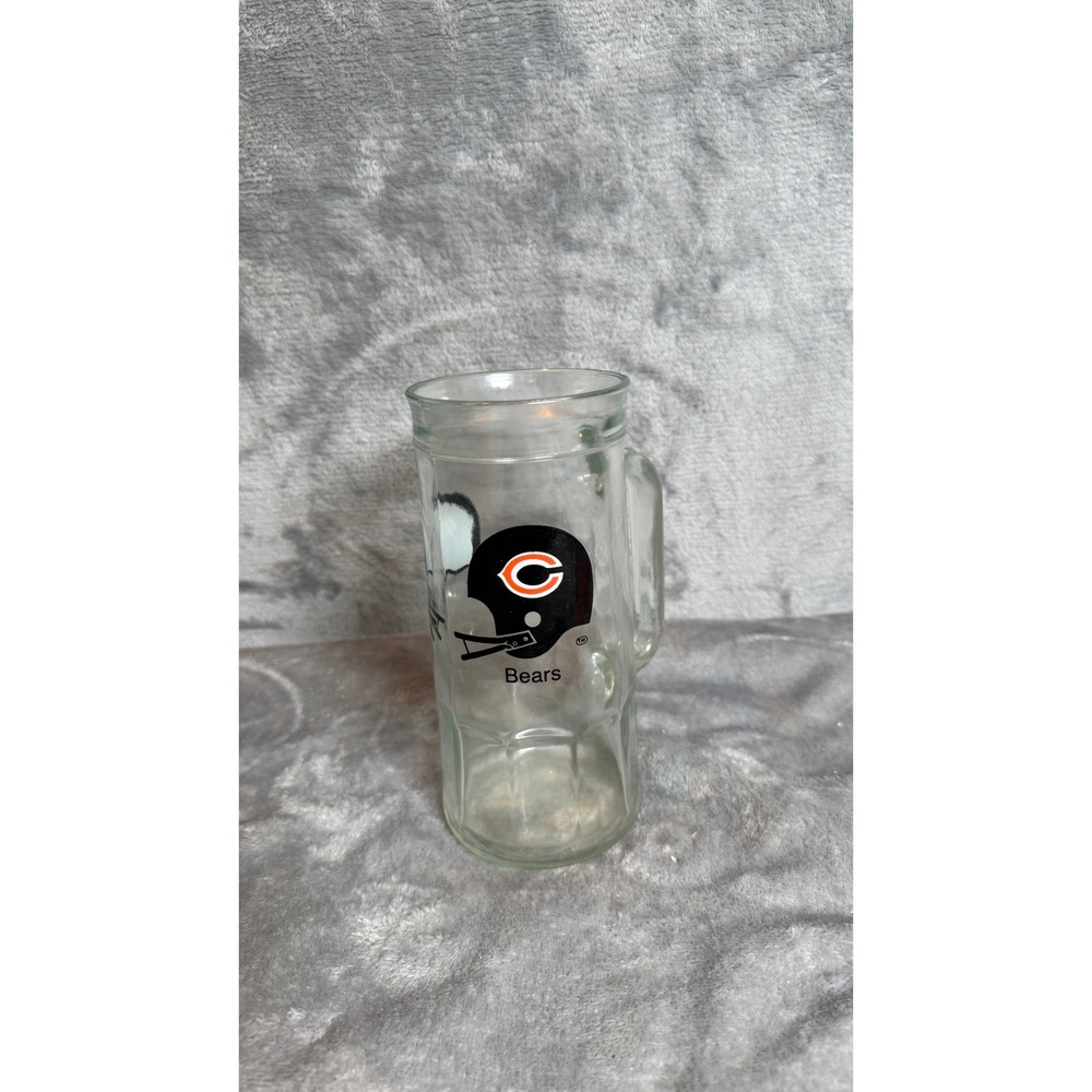 NFL Beer Mug Chicago Bears OS Clear Excellent Helmet Logo Glass Tankard